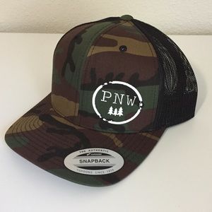 PNW Pacific Northwest Camo Trucker Hat-black mesh